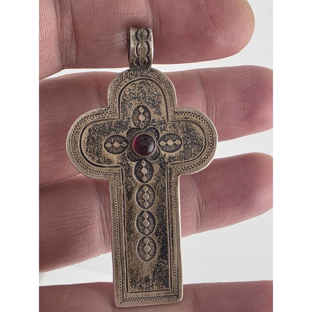 Don Lucas Native American Sterling Silver 925 Gem Stone Cross Pendent - Picture 14 of 14